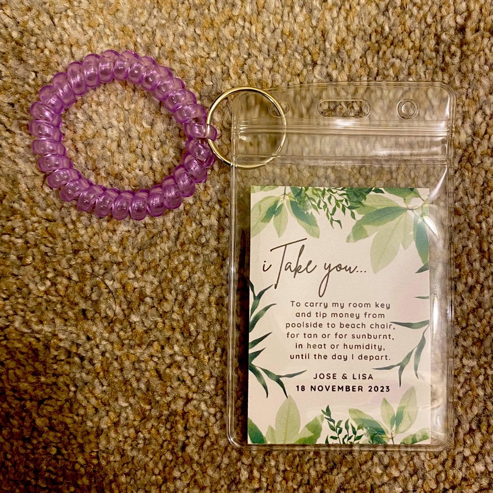 Key card holder for destination wedding